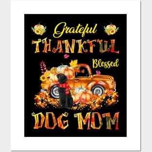 Black Labrador Pumpkin Thankful Grateful Blessed Dog Mom Posters and Art